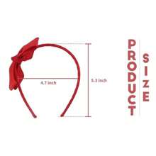 3入套裝（1片蝴蝶結發帶和2個髮夾）均勻的縐邊絲帶髮飾，小幼兒學校女孩專用頭飾 - 紅色 - 查看 4