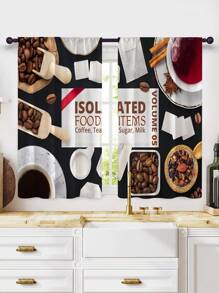 2pcs New Digital Printed Kitchenware Theme Home Decor Rod Pocket Kitchen Curtains - Multicolor - View 5