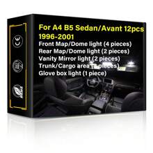 Luz Led Interior De Coche Para Audi A1 A2 A3 A4 A5 A6 Tt, Reemplazo De Luz De Mapa, Cúpula, Espejo De Tocador, Guantera, Maletero, Blanco De 6000k, Sin Error De Canbus