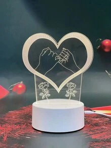 卧室3d視覺夜燈,創意桌燈,畢業禮物、企業禮物、生日禮物,usb供電,實用 - 牽手愛心 - 查看 4