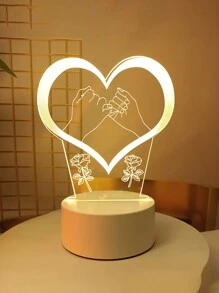 卧室3d視覺夜燈,創意桌燈,畢業禮物、企業禮物、生日禮物,usb供電,實用 - 牽手愛心 - 查看 3
