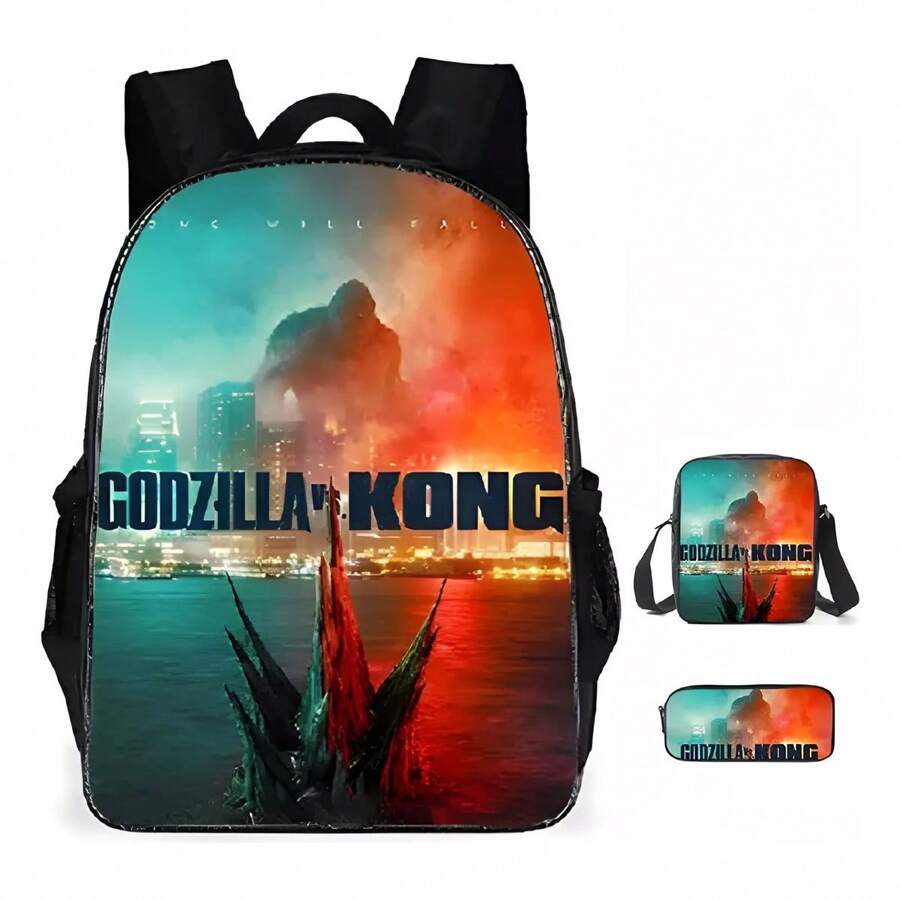 Mochila Escolares Impermeable Morral Mochila Dinosaurios Backpack Estuche Lápices De Dibujos Animados Godzillas Anime Regalo De Navidad Año Nuevo alumno - J - Ver 1