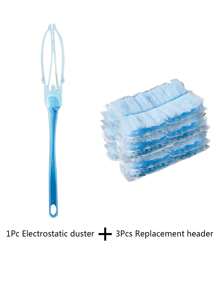 一套靜電除塵器,包含一把除塵器和三個更換頭 - 藍色 套裝 - 查看 3