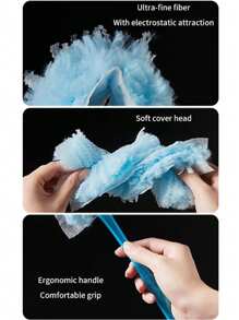 一套靜電除塵器,包含一把除塵器和三個更換頭 - 藍色 套裝 - 查看 6