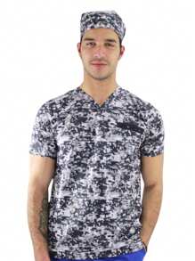 SOULMATE Filipina Quirúrgica Hombre Estampada - Negro Pixel - Ver 2