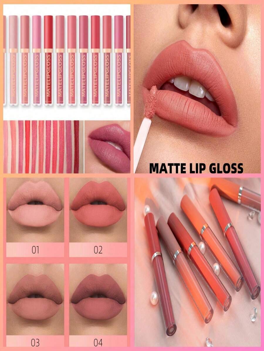 Labial Liquido Indeleble Matte Lip Gloss 12 Piezas Labial - Multicolor - Ver 1