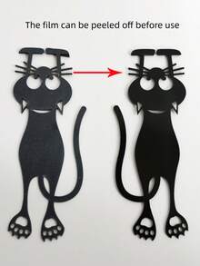 1pc/3pcs Acrylic Cartoon Cat Shaped Hollow Out Bookmark, Cute Black Cat Label For Books - Black - View 5