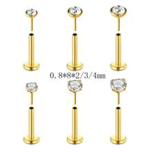CIZME Juego De 6 Piezas De Anillos Para La Nariz Sin Rosca De 20g 18g 16g, Espárragos Hipoalergénicos Con Espalda Plana Para Perforación De Nariz Y Oreja De Cartílago Con Diamantes De 2mm, 3mm Y 4mm Para Hombres Y Mujeres Con Longitudes De 6 Mm, 7mm, 8mm