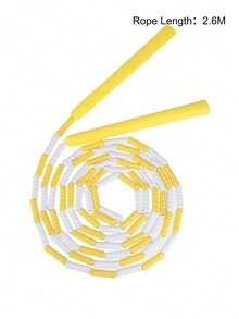 1pc Beaded And Patterned Bamboo Jump Rope, Adult Fitness Training Jumping Rope - Yellow - View 2