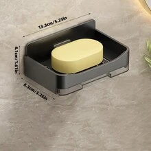 1個高端浴室掛壁式帶排水的肥皂盒,雙層肥皂架收納架 - 黑色 - 查看 2