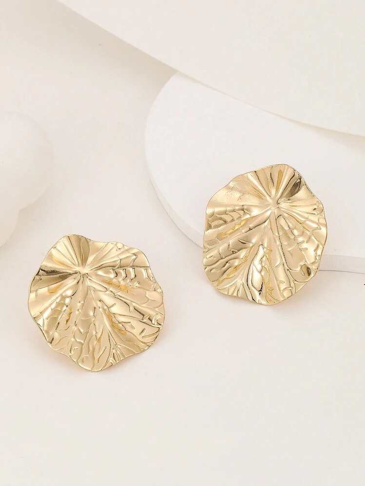 Orecchini A Bottone Con Foglia D'Argento – 1 Paio, Design Naturale, Leggeri, In Rame Di Alta Qualità, Ipoallergenici, Regalo Elegante Per Donne - 2
