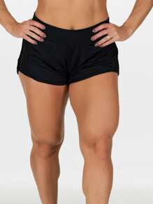 Women Sports Shorts - 黑色 - 查看 3