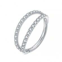 Aros De Nariz De Clicker De Septum De 16g Con Doble Aro Abierto, Pila, Para Pendientes De Cartílago De Hélix De Daith De Tragus De Concha De Perforación De Joyería - Plateado - Ver 1
