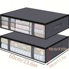 1pc  Under Bed Storage Under Bed Storage Containers Underbed Storage Under The Bed Storage Bins Underbed Storage Bags Foldable Clothes Storage Bins With Clear Window Sturdy Zippers Storage Containers For Organizing Clothing Bedroom - Grey - View 6