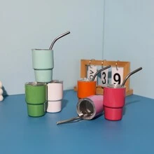 1pc/6pcs 2.87oz Mini Stainless Steel Car Cup Portable Handheld Insulated Cup - Multicolor - View 6