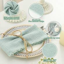 6/12入組折邊餐巾,43x43厘米/17x17英寸的實色布方形餐巾,用於婚禮裝飾、聖誕裝飾、感恩節餐、鄉村風格派對用品、新年、生日派對、餐桌佈置、茶會,舒適柔軟的亞麻茶巾,以鼠尾草綠灰色橄欖綠為主色