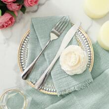 6/12入組折邊餐巾,43x43厘米/17x17英寸的實色布方形餐巾,用於婚禮裝飾、聖誕裝飾、感恩節餐、鄉村風格派對用品、新年、生日派對、餐桌佈置、茶會,舒適柔軟的亞麻茶巾,以鼠尾草綠灰色橄欖綠為主色