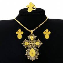 Men And Women Twisted Chain Cross Pendant, African Wedding Party, Golden  Eritrean Jewelry Gift - Yellow Gold - View 4