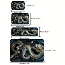 1條3d視覺水晶絨地毯,柔軟舒適防滑地墊,快速乾燥,可機洗,適用於客廳、臥室、入口門墊、房間裝飾 - 復古龍圖騰 - 查看 2