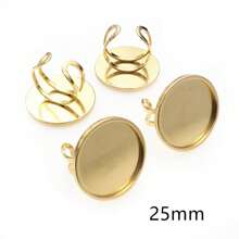 2pcs Round/Oval/Sqaure Thick Stainless Steel Adjustable Ring Settings Cabochon Blank Base DIY Jewelry Making Findings - Thick Rings - View 8