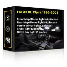 Luz Led Interior De Coche Para Audi A1 A2 A3 A4 A5 A6 Tt, Reemplazo De Luz De Mapa, Cúpula, Espejo De Tocador, Guantera, Maletero, Blanco De 6000k, Sin Error De Canbus