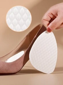 3ANGNI 1雙女式高跟鞋舒適透氣吸濕柔軟隱形防滑半鞋墊及乳膠前腳墊,白色 - 白色 - 查看 1