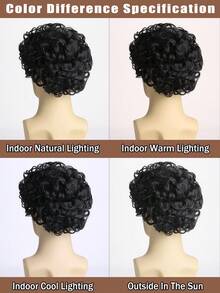 1pc Men's Fashionable Natural Small Curl Short Wig, Black 10 Inch Synthetic Fiber, Suitable For Daily Wear, Cosplay, Festivals, Halloween Costume Parties - Black - View 5