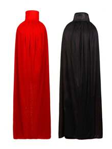 1pc Cosplay Party Double Layered Black & Red Cape With Stand Collar, Can Be Worn Inside Out, Suitable For Festival Dress Up, Photo Taking, Party And Performance Props - Black Red - View 5