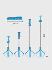 INRAM多功能無線自拍棒三腳架，迷你可延展單腳架，可摺疊手機支架，遙控快門適用於iOS和Android手機 - 藍色 - 查看 4
