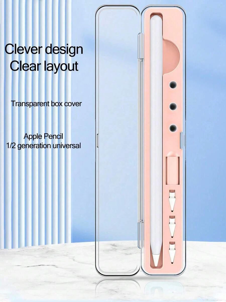 1入組塑料apple Pencil儲存盒,適用於apple Pencil 1/2代筆尖套和連接器更換配件 - 粉色 - 查看 1