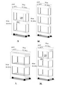 1 pièce Chariot utilitaire à 3/4 étages sur roulettes, étagère de stockage mobile, étagère de rangement pour cuisine, salle de bain, étroite, pour faire glisser, étagère pour salon