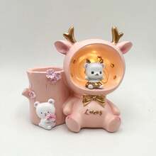 1入萌趣風格筆筒,適用於桌面裝飾,兒童生日禮物,藝術手工 - 粉色 - 查看 5