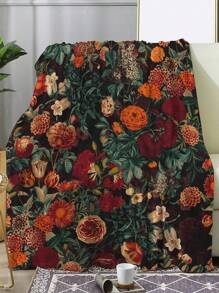 1 Miếng Retro In hoa Dày lên Mềm mại Flannel ấm áp Chăn Cho Giường Và Sofa - Nhiều màu - Xem 3