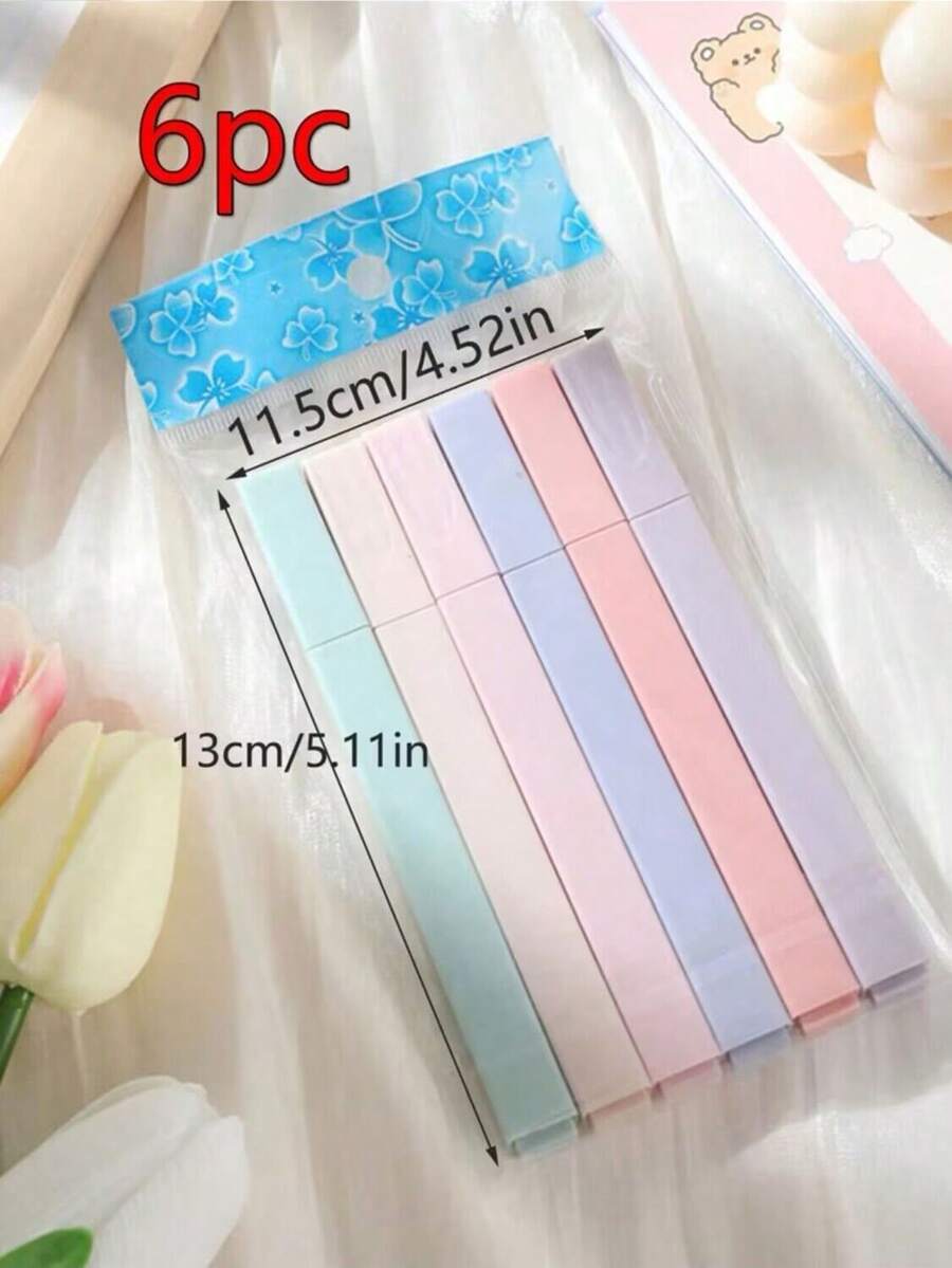 6pcs/set Soft Tip Highlighter Light Color Kawaii Marker Pen DIY Photo