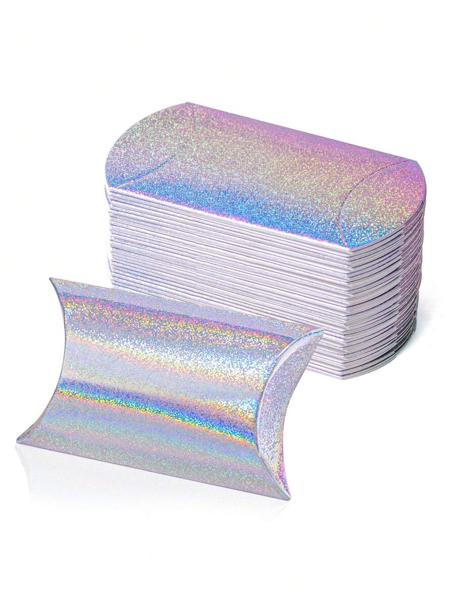 10pcs Silver Sand Pillow Shaped Gift Boxes, Wedding, Festival, Party