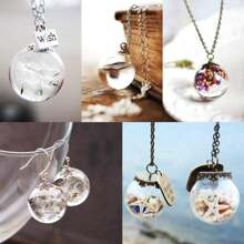 Bộ dụng cụ tự làm mặt dây chuyền 30 món, bao gồm hạt thủy tinh thổi tròn, mặt dây chuyền chai thủy tinh trong suốt, móc treo mạ đồng thau, màu sắc ngẫu nhiên. - Trong sáng - Xem 4