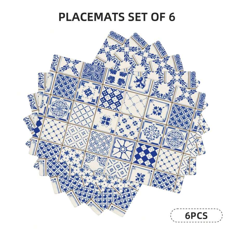 1pc Placemats 12*18 Inch, Mexican Talavera Tiles Placemats Table Wear