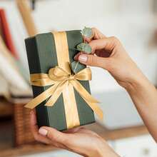 金色緞帶,4捲220*1cm織物禮品包裝緞帶,適用於禮品包裝,婚禮,派對,生日派對,diy婚禮 - 金色 - 查看 2