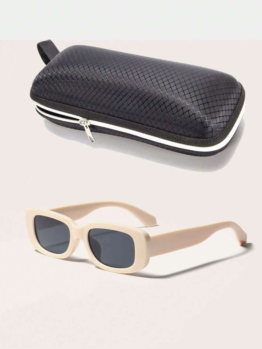 1pc Square Vintage Fashion Sunglasses Cute Sunglasses Beach Sun Glasses For Summer Beach Vacation,Outdoor,Travel - Dark Grey - View 1