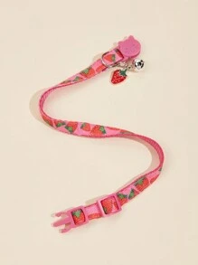 1只粉色聚酯水果圖案寵物項圈,可調節,適用於全年室內外,適用於中小型貓狗,附鈴鐺 - 玫紅色 - 查看 5