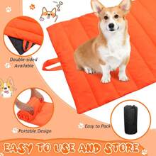 1pc Waterproof Portable Camping Oxford Cloth Thickened Moisture-Proof Pet Mat For Outdoor Cat & Dog, Wear-Resistant & Easy To Clean, Suitable For Extra Large Dogs And Ice Pad - Orange - View 1