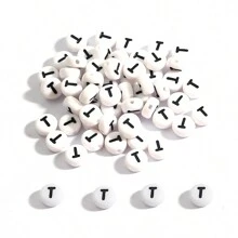 100入組a-z字母珠子4x7mm亞克力圓珠,適用於珠寶製作、diy手鏈、項鍊、鑰匙扣、手工藝供應品 - 黑白色 扁圓形 - 查看 27