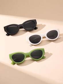 3 副女士猫眼镜框时尚奢华时尚眼镜，绿色/黑色/白色复古经典潮流眼镜，适合各种脸型，让它们更具吸引力，适合日常生活、海滩、驾驶和户外旅行配件，保护 - 彩色 - 查看 2