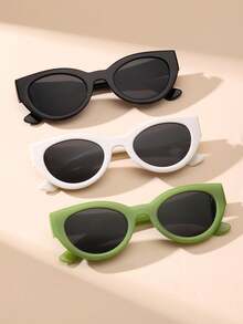 3 副女士猫眼镜框时尚奢华时尚眼镜，绿色/黑色/白色复古经典潮流眼镜，适合各种脸型，让它们更具吸引力，适合日常生活、海滩、驾驶和户外旅行配件，保护 - 彩色 - 查看 3