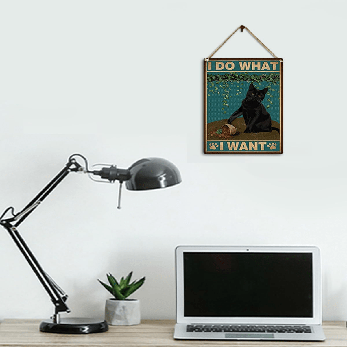 1pc Interesting Black Cat Sign- I Do What I Want Metal Sign, Cat Lover Gift Home Office Bedroom Wall Decor 8*12in - Multicolor 6 - View 5