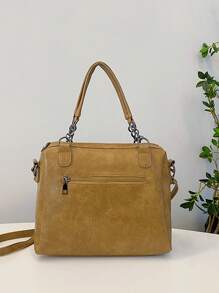 Popular Women's Vintage Fashion Large Capacity Tote Handbag - Khaki - View 5