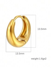 1對不鏽鋼鍍金球形極簡耳環,適合女性日常佩戴 - 銀色 - 查看 3