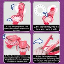 1pc Diy Rhinestone Setter Jewelry Applicator & Hair Styling Tool For Girls Make-Up, Hair Accessories, Braids, Decoration And Kids' Toys - Pink - View 6