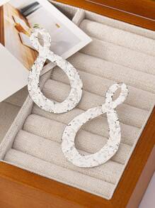 Hammered Asymmetrical Number 8 Design Dangle Earrings Sexy Vacation Style Jewelry Female Gift - Stud Earring - View 5