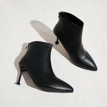 [Li&Jie] 工作踝靴，商务办公室女士正式制服通勤高跟鞋，适合工作场所和空姐 - 黑色 - 查看 4